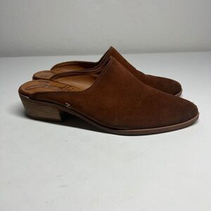 Zodiac Quartz Suede Leather Cognac Almond Toe Shape Slip On Mules Women's 9M